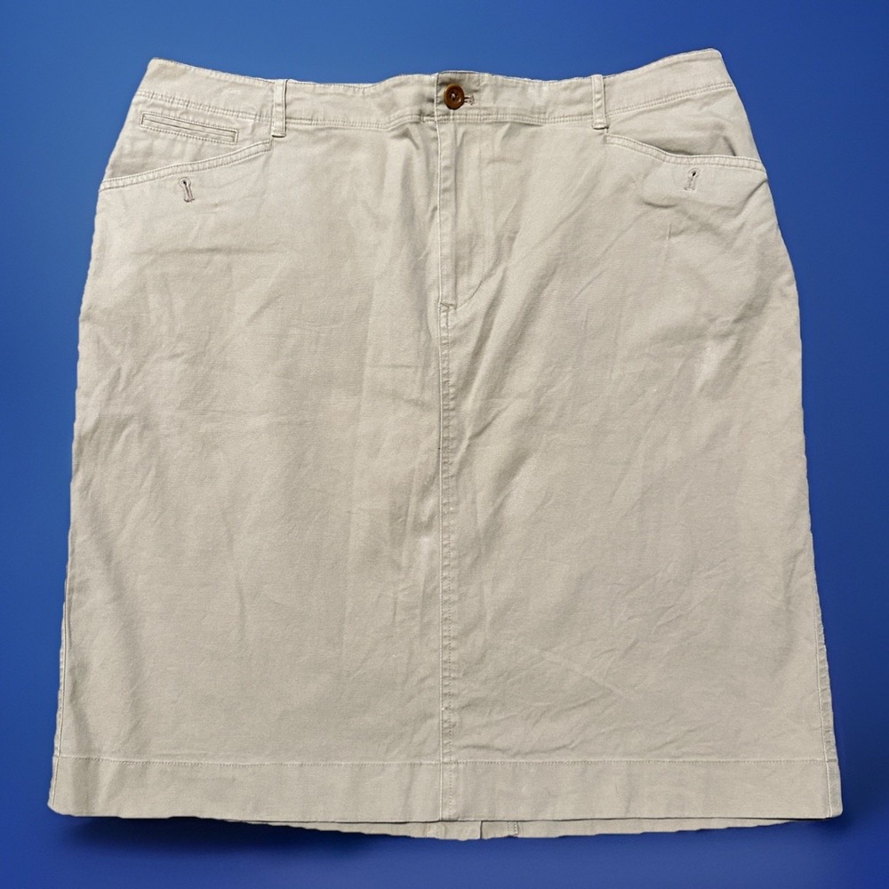 Lauren Ralph Lauren Womens Khaki Beige Cotton Knee Length‎ Skirt Plus Size 16